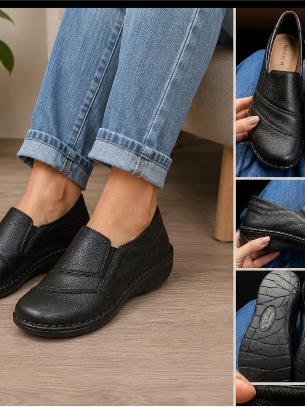 Everyday Comfort Black Slip-On Loafers by